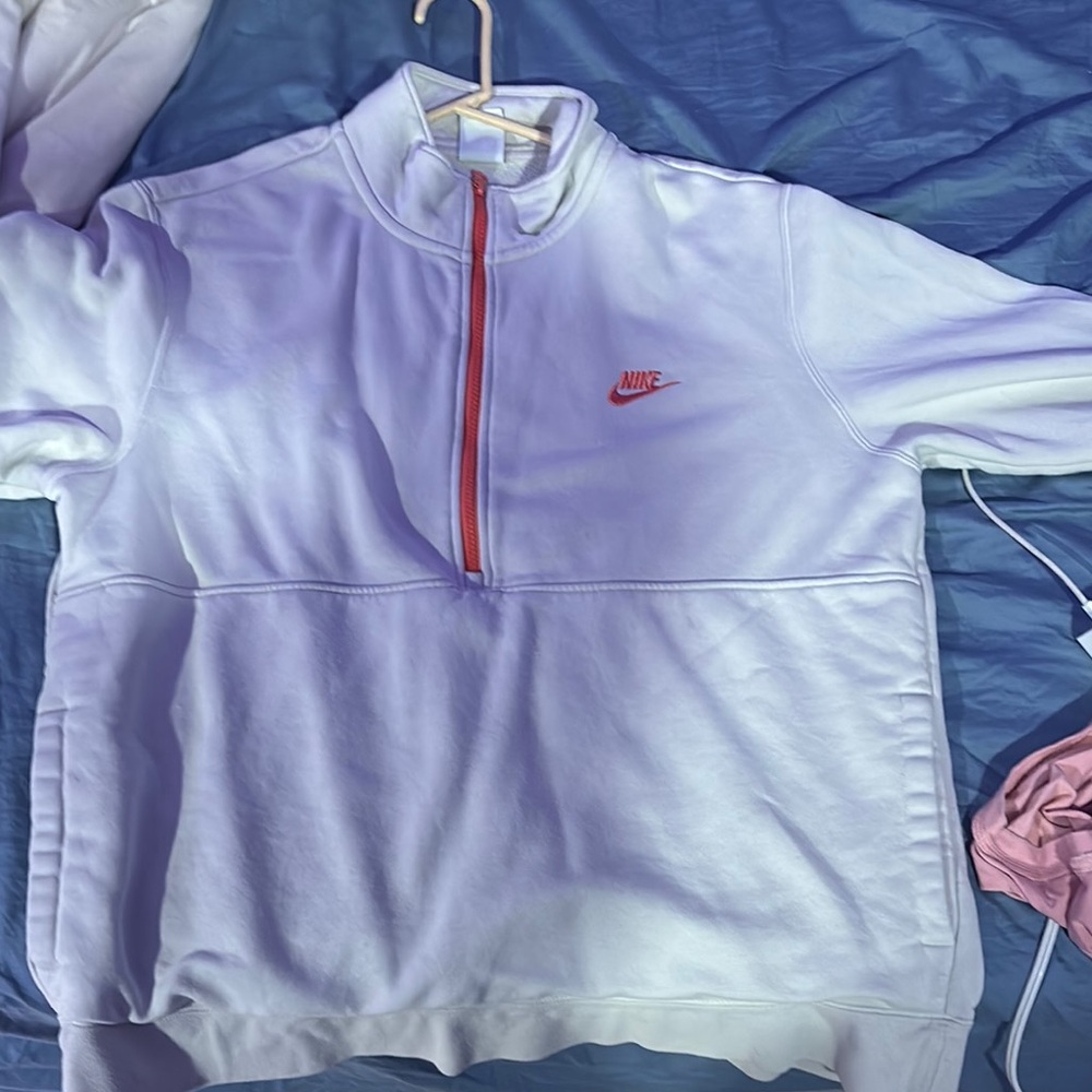 Nike White and Peach Quarter-Zip Pullover